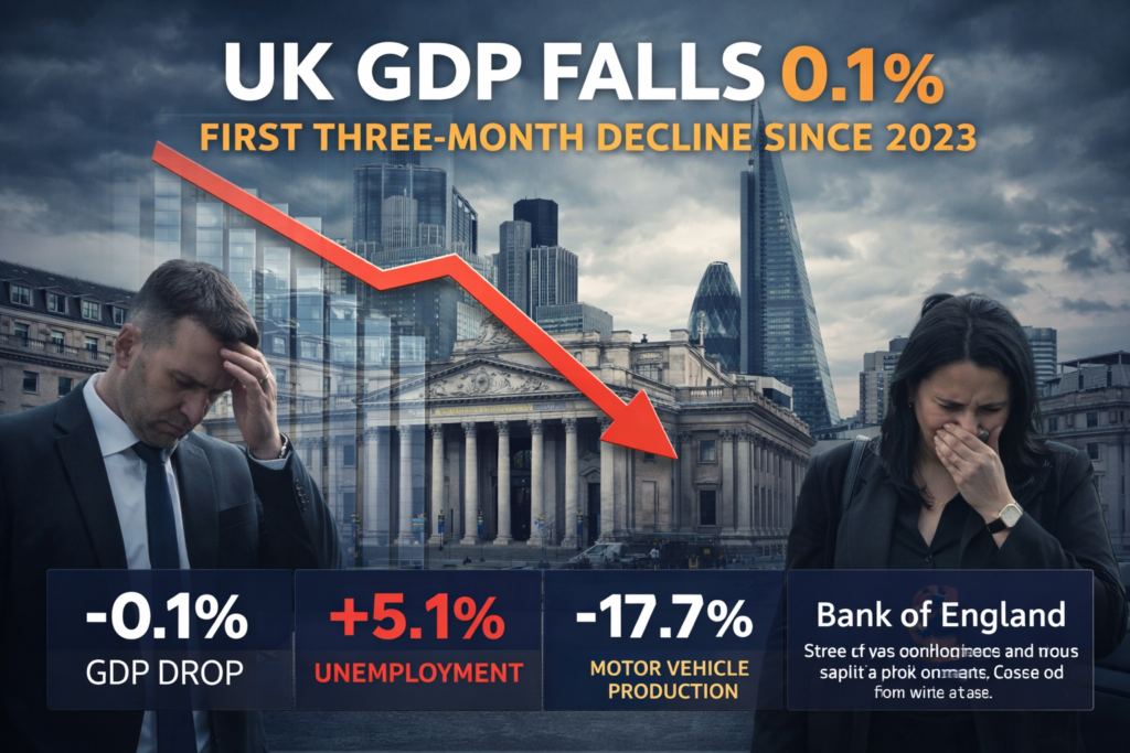 UK GDP Falls 0.1% in October – First Three-Month Decline Since 2023